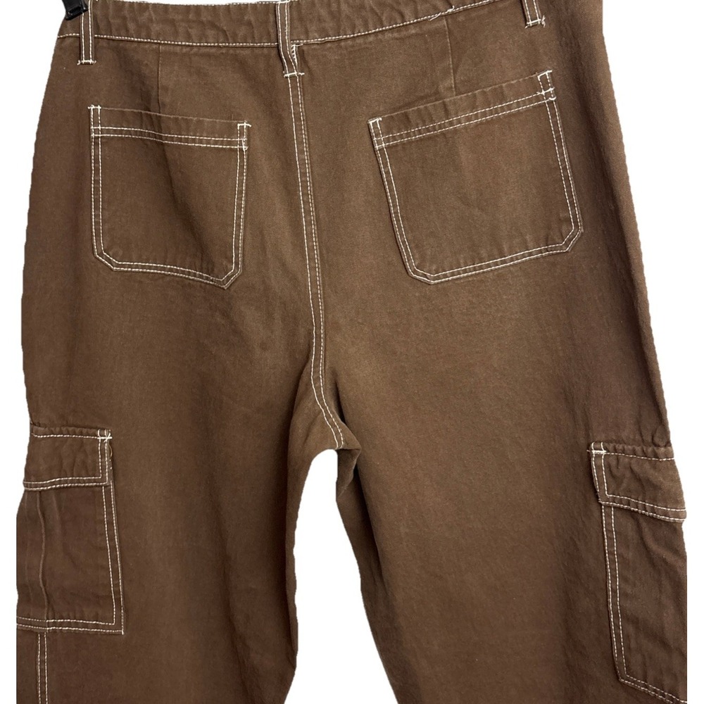 VTG Y2K Full Tilt Brown Cargo Pants SzXL Contrast Stitching Wide Leg‎ Utility - Picture 7 of 10
